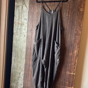 FP Movement by Free People Black Washed Dropped-Crotch Jumpsuit